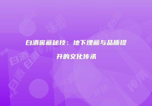 白酒窖藏秘技：地下埋藏与品质提升的文化传承
