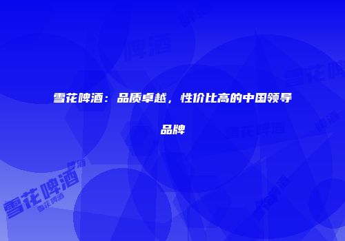 雪花啤酒：品质卓越，性价比高的中国领导品牌