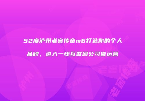 52度泸州老窖传奇m6打造你的个人品牌，进入一线互联网公司做运营