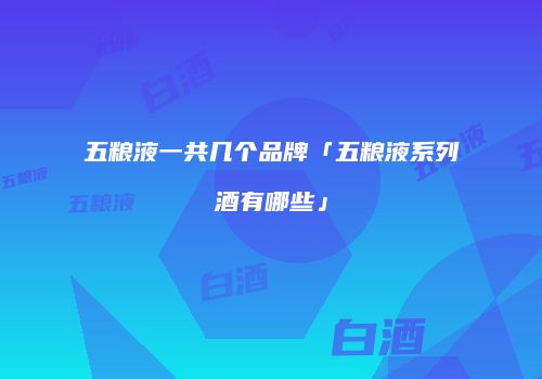 五粮液一共几个品牌「五粮液系列酒有哪些」