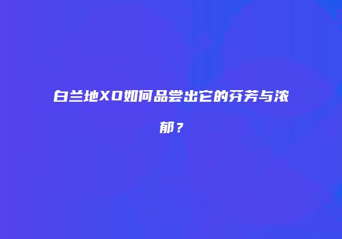 白兰地XO如何品尝出它的芬芳与浓郁？