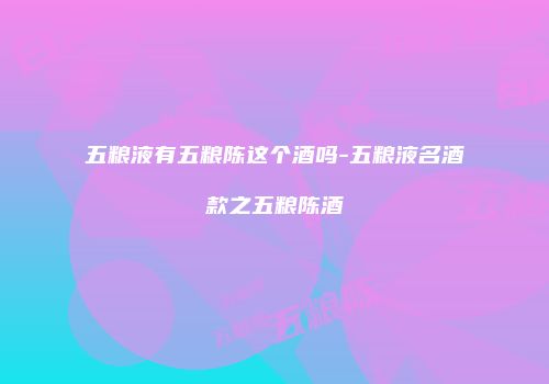 五粮液有五粮陈这个酒吗-五粮液名酒款之五粮陈酒