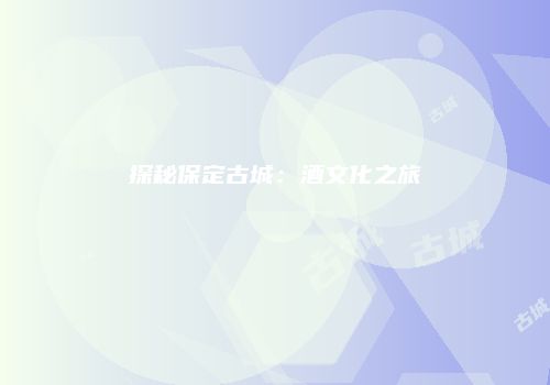 探秘保定古城：酒文化之旅