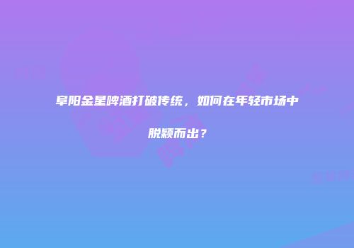 阜阳金星啤酒打破传统，如何在年轻市场中脱颖而出？