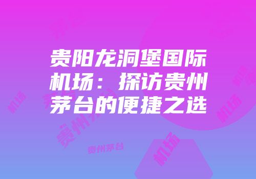 贵阳龙洞堡国际机场：探访贵州茅台的便捷之选