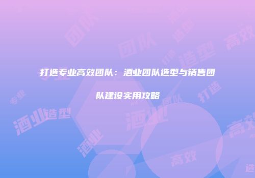打造专业高效团队：酒业团队造型与销售团队建设实用攻略
