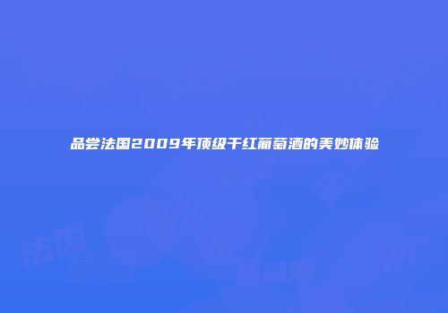 品尝法国2009年顶级干红葡萄酒的美妙体验