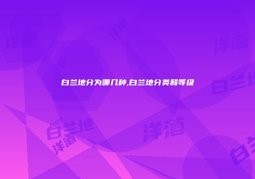 白兰地分为哪几种,白兰地分类和等级