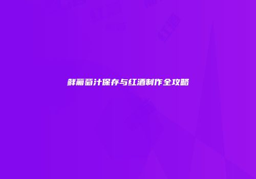 鲜葡萄汁保存与红酒制作全攻略