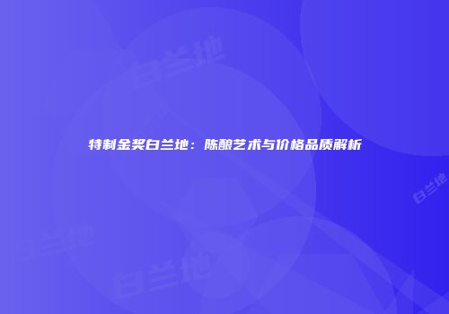特制金奖白兰地：陈酿艺术与价格品质解析