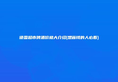 德国超市啤酒价格大介绍(想省钱的人必看)
