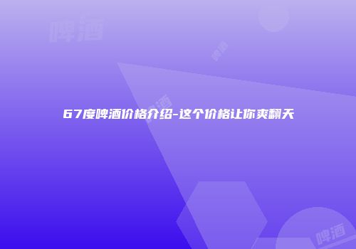 67度啤酒价格介绍-这个价格让你爽翻天