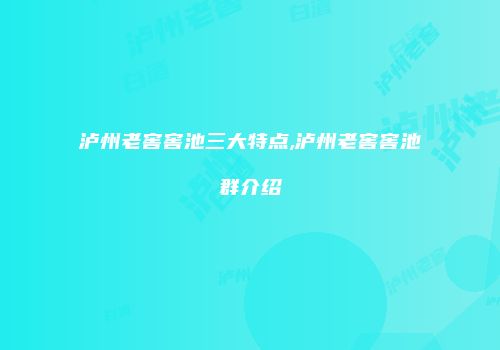 泸州老窖窖池三大特点,泸州老窖窖池群介绍
