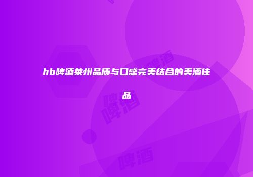 hb啤酒莱州品质与口感完美结合的美酒佳品