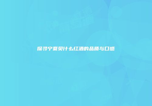 探寻宁夏贝什么红酒的品质与口感
