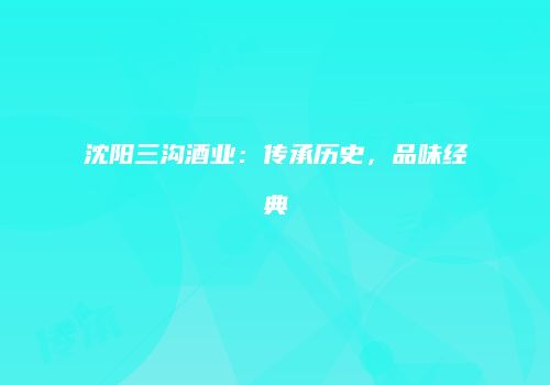 沈阳三沟酒业：传承历史，品味经典
