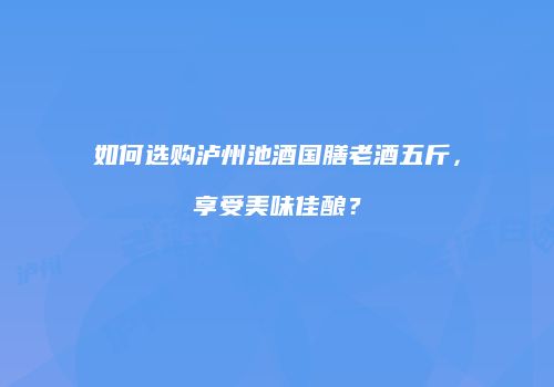 如何选购泸州池酒国膳老酒五斤，享受美味佳酿？
