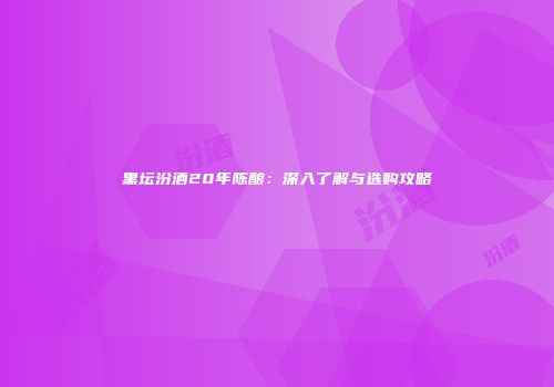 黑坛汾酒20年陈酿：深入了解与选购攻略