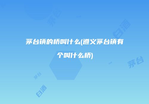 茅台镇的桥叫什么(遵义茅台镇有个叫什么桥)