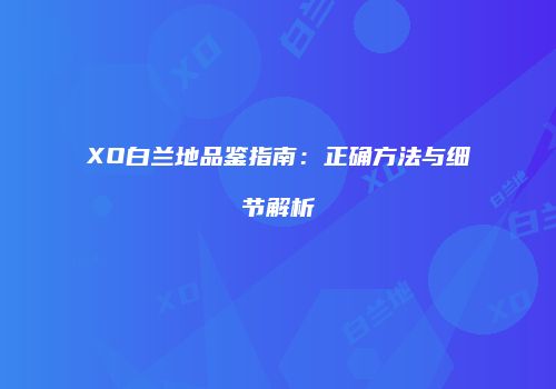 XO白兰地品鉴指南：正确方法与细节解析
