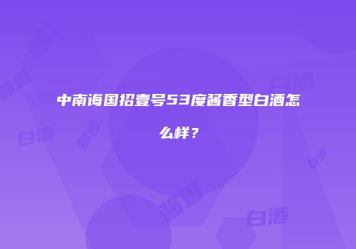 中南诲国招壹号53度酱香型白酒怎么样？