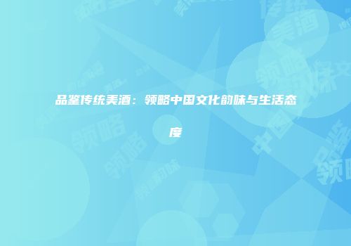 品鉴传统美酒：领略中国文化韵味与生活态度
