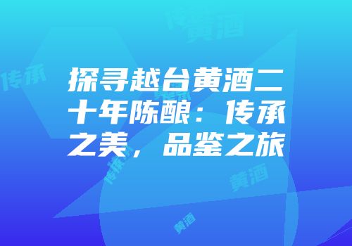探寻越台黄酒二十年陈酿：传承之美，品鉴之旅