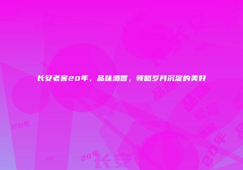 长安老窖20年，品味酒香，领略岁月沉淀的美好