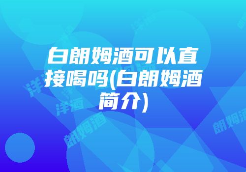 白朗姆酒可以直接喝吗(白朗姆酒简介)