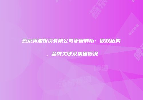 燕京啤酒投资有限公司深度解析：股权结构、品牌关联及集团概况
