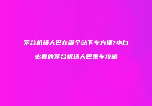 茅台机场大巴在哪个站下车方便?小白必看的茅台机场大巴乘车攻略