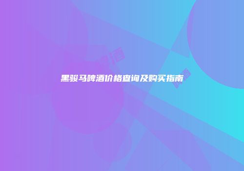 黑骏马啤酒价格查询及购买指南