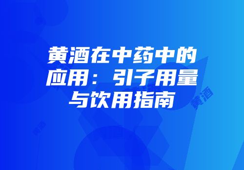 黄酒在中药中的应用：引子用量与饮用指南