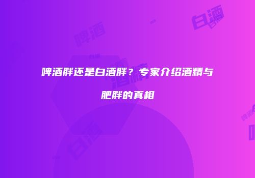 啤酒胖还是白酒胖？专家介绍酒精与肥胖的真相