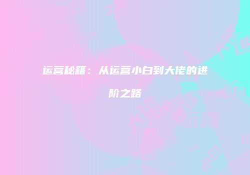 运营秘籍：从运营小白到大佬的进阶之路