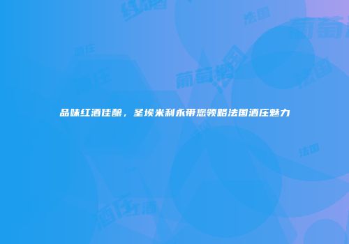 品味红酒佳酿，圣埃米利永带您领略法国酒庄魅力
