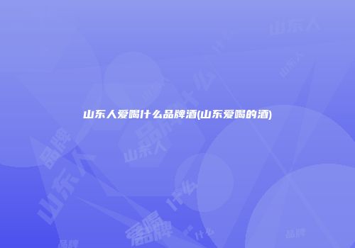 山东人爱喝什么品牌酒(山东爱喝的酒)