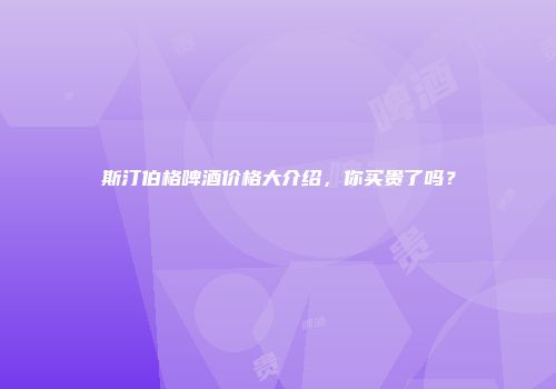斯汀伯格啤酒价格大介绍，你买贵了吗？