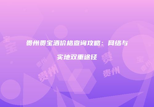 贵州贵宝酒价格查询攻略：网络与实地双重途径