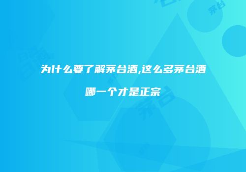为什么要了解茅台酒,这么多茅台酒哪一个才是正宗
