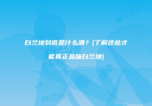 白兰地到底是什么酒？(了解这些才能真正品味白兰地)
