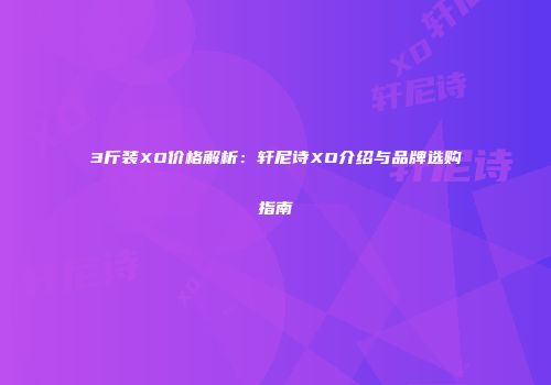 3斤装XO价格解析：轩尼诗XO介绍与品牌选购指南
