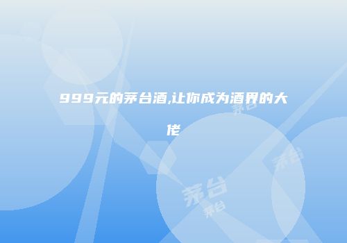 999元的茅台酒,让你成为酒界的大佬