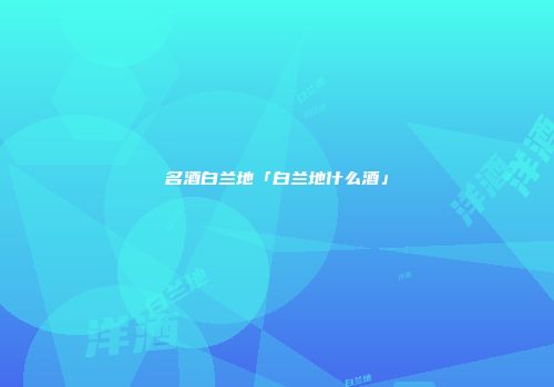 名酒白兰地「白兰地什么酒」