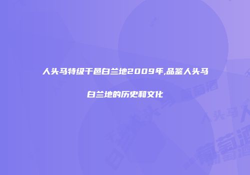 人头马特级干邑白兰地2009年,品鉴人头马白兰地的历史和文化