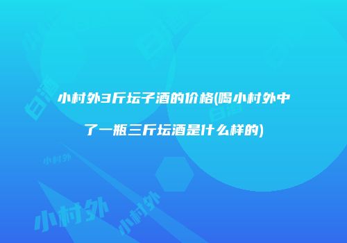 小村外3斤坛子酒的价格(喝小村外中了一瓶三斤坛酒是什么样的)