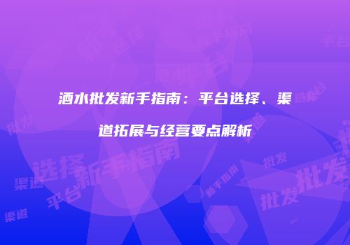 酒水批发新手指南：平台选择、渠道拓展与经营要点解析