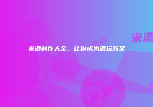 米酒制作大全，让你成为酒坛新星