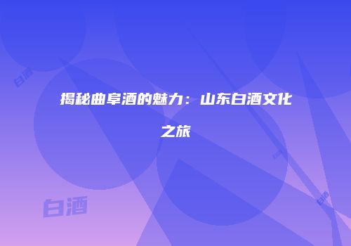 揭秘曲阜酒的魅力：山东白酒文化之旅