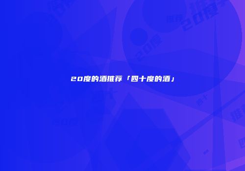 20度的酒推荐「四十度的酒」